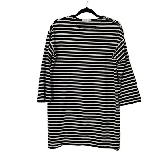 Everlane black and white stripe Breton 3/4 sleeve dress size S - Picture 2 of 9